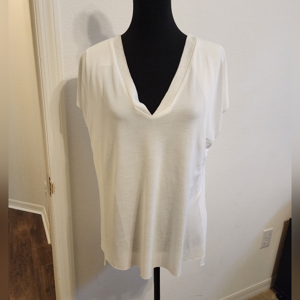 Zara short sleeve top - white L